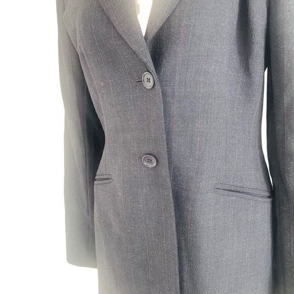 Ann Taylor Plaid 2 Button Slit Pocket Gray Blazer Jacket Size 4 Wool Blend, S23 - Picture 5 of 9